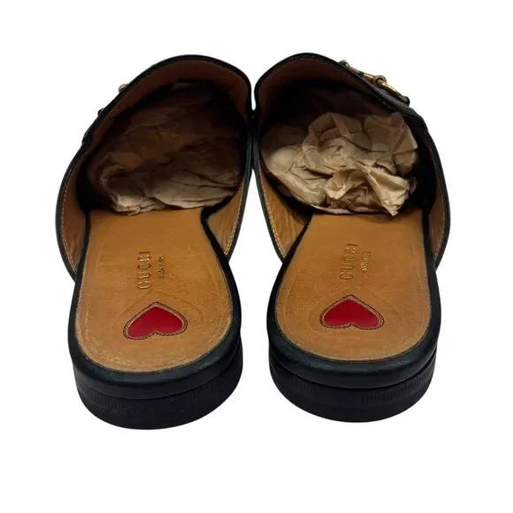 Gucci Princetown Rose Embroidered Black Loafer Mules Sz 40 Designer Iconic Flats - Picture 6 of 11